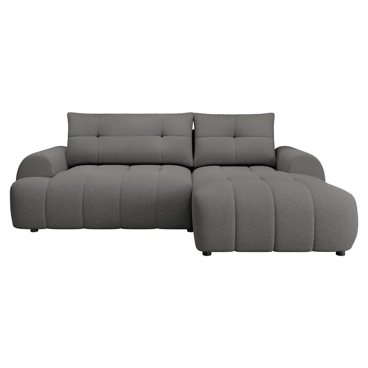 Coltar cu functie de dormit Liforti Dreapta, MIRJAN24, gri inchis, 177x265x93 cm