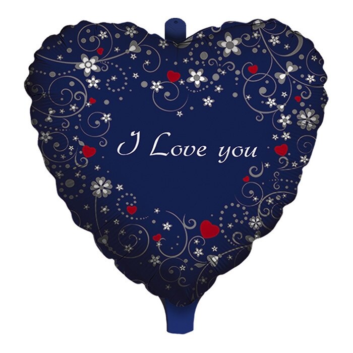 Balon Mylar, Inima Albastra, 45 cm, Love Message, Big Party