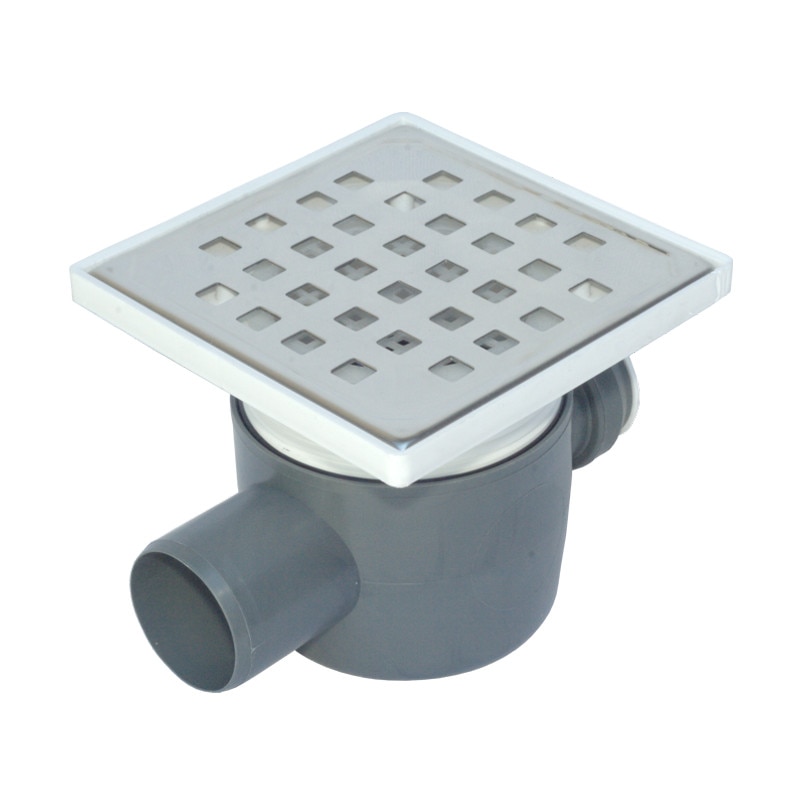 Sifon Pardoseala-H80 (1 intrare Ø40 paralel, iesire laterala Ø50, cu inaltator, gratar INOX)