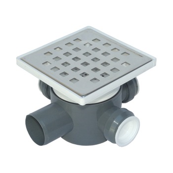 Sifon Pardoseala-H80 (3 intrari Ø40, iesire laterala Ø50, cu inaltator, gratar INOX) Sifon Pardoseala-H80 (3 intrari Ø40, iesire laterala Ø50, cu inaltator, gratar INOX)
