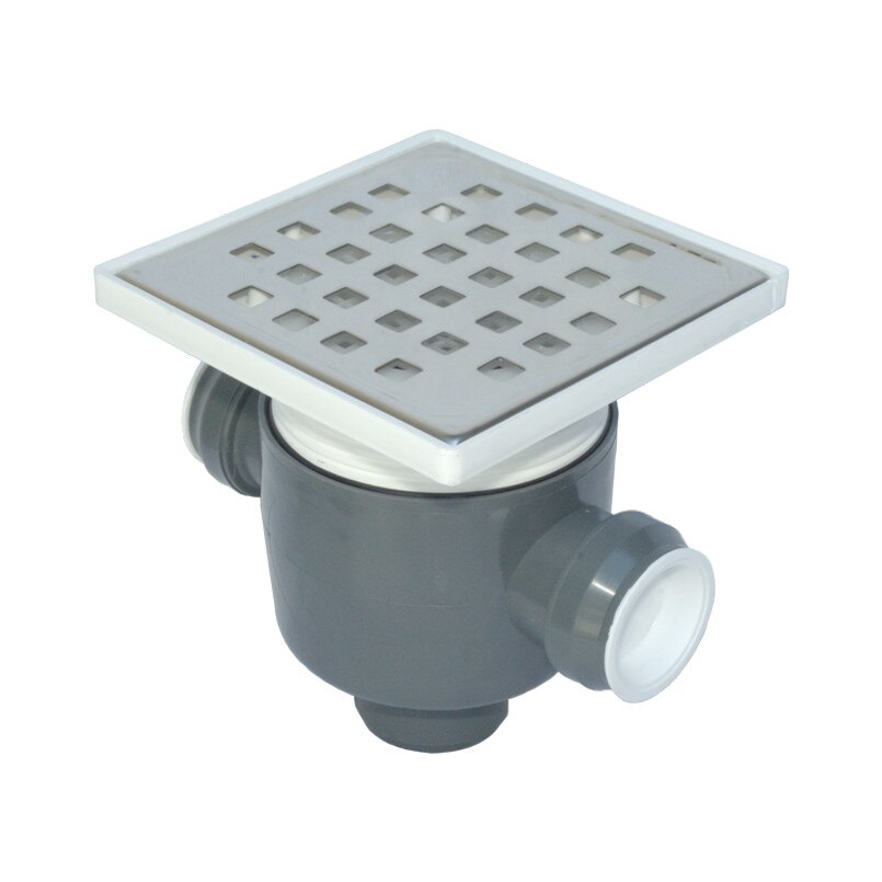 Sifon Pardoseala-H80 (2 intrari Ø40 la 180°, iesire verticala Ø50, cu inaltator, gratar INOX)