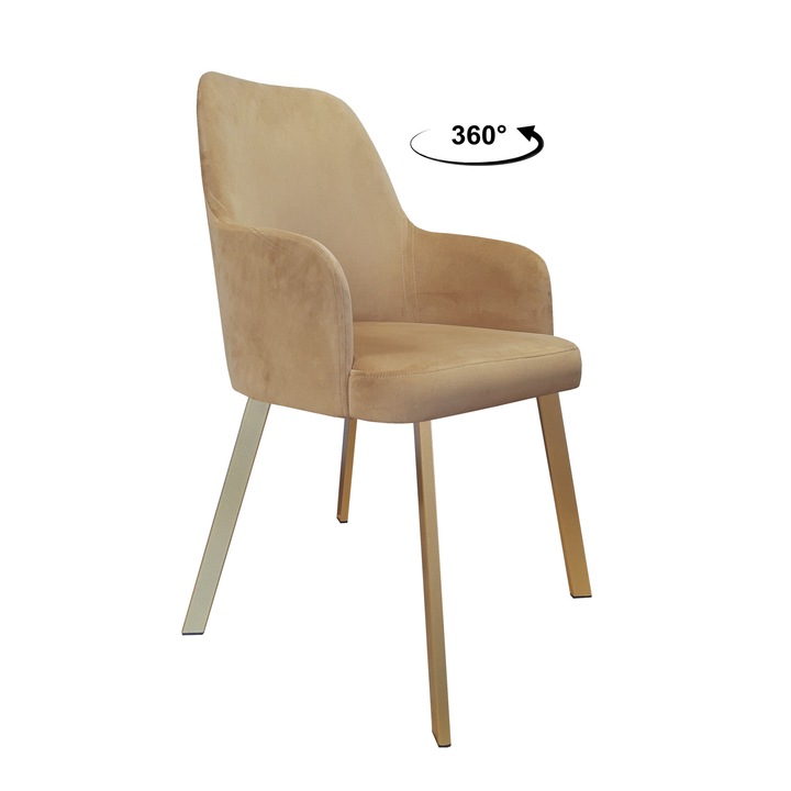 Стол Atos, тапицерия от кадифе, светлокафяв цвят, размери 53x65x94см