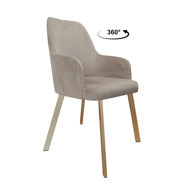 Стол Atos, бежово сив, 94x65x53 см, материал кадифе