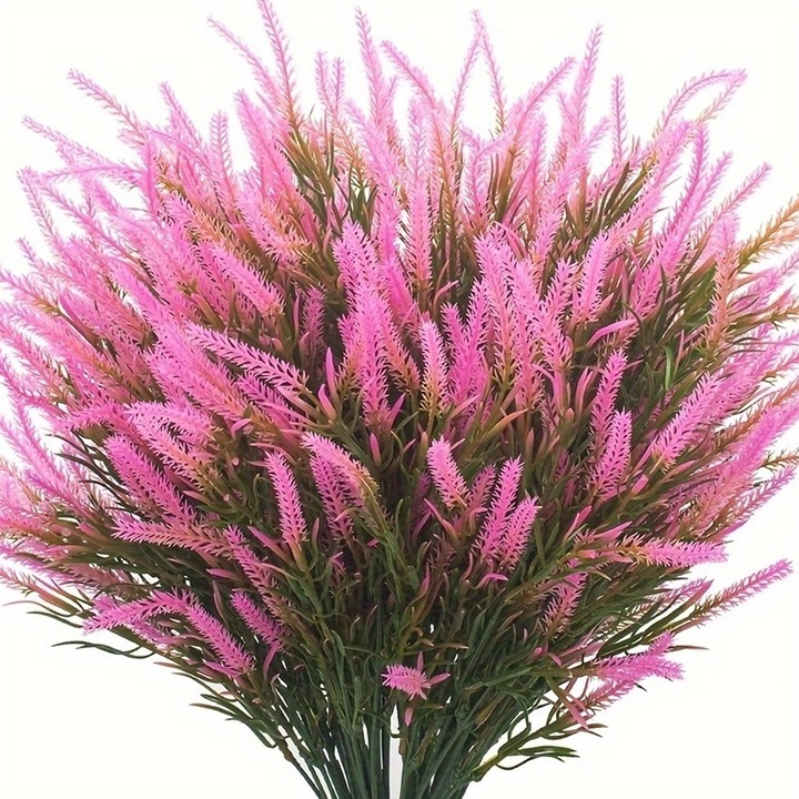 Set 12 buchete flori artificiale lavanda, Enforose, 17"x9", rezistente la UV, pentru decor exterior