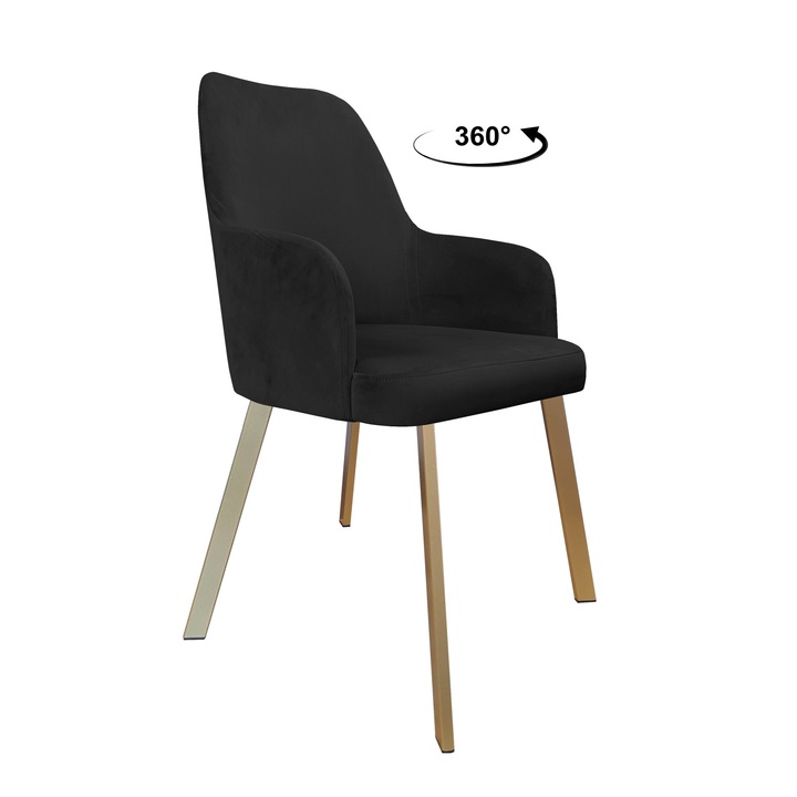 Стол Atos, тапицерия от кадифе, черен, 94x53x65см