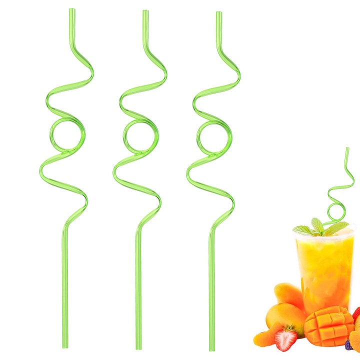 3 bucati paie prostute pentru copii si adulti, bucla din plastic reutilizabile paie de baut nebunesti pentru activitatile de la clasa Ziua Indragostitilor