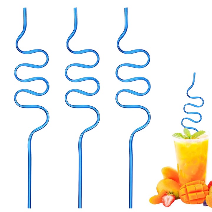 3 bucati paie prostute pentru copii si adulti, bucla din plastic reutilizabile paie de baut nebunesti pentru activitatile de la clasa Ziua Indragostitilor
