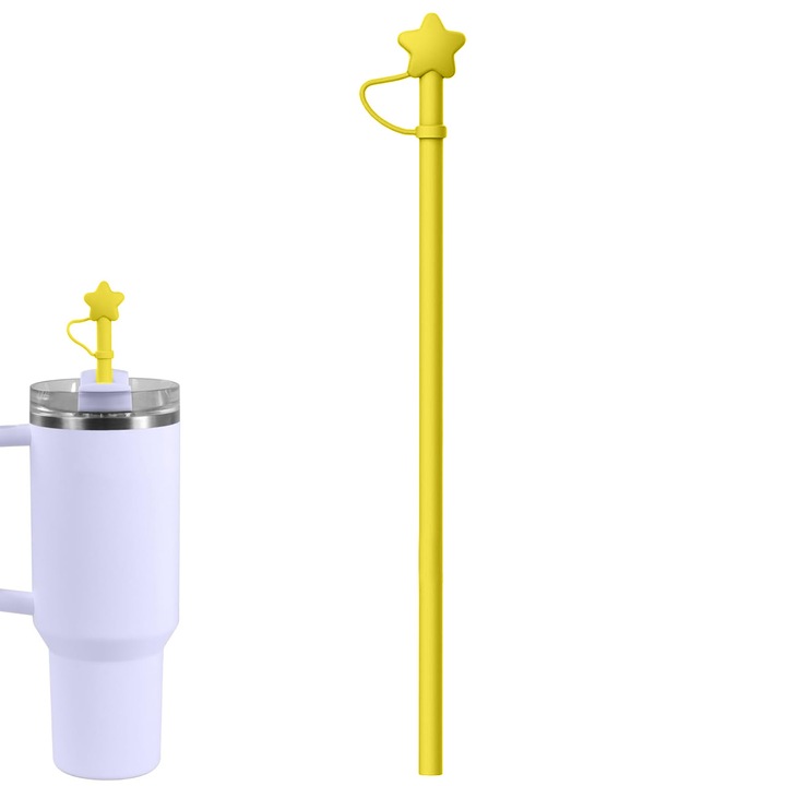 Силиконови резервни сламки с капак за сламка, съвместими с чаша Stanley Cup 30 oz 40 oz, 12-инчови дълги силиконови сламки, многократни сламки