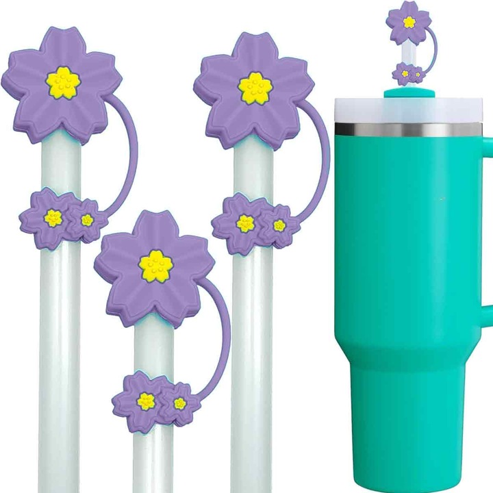 Капак със сламка за чаша - Капак със сламка с цветя 10 мм Аксесоари за сламки за чаши от 30 40 oz Капак за сламки с 3D черешов цвят 3 бр.