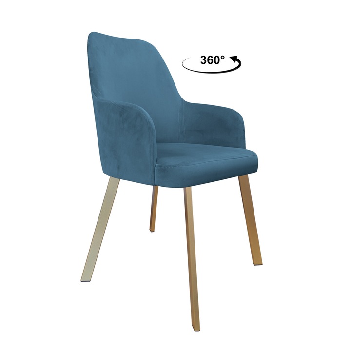 Atos WESTA forgószék, bársony kárpitozás, kék, 94x65x53cm