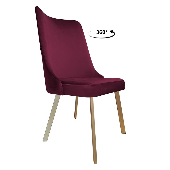 Atos, Въртящ се стол, тапицерия Magic Velvet, цвят слива, размери 50x50x99см