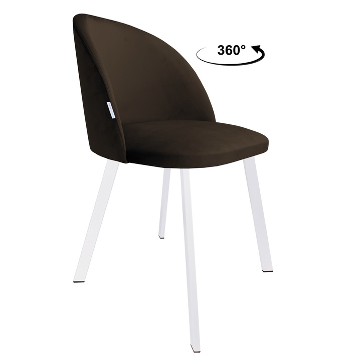 Офис стол Atos Colin, кадифена тапицерия, бяло/кафяво, 80x57 см, включен комплект за сглобяване