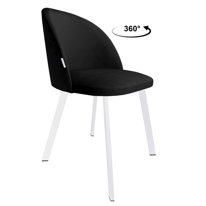 Офис стол Atos Colin, тапицерия от кадифе, бяло/черно, 80x57см