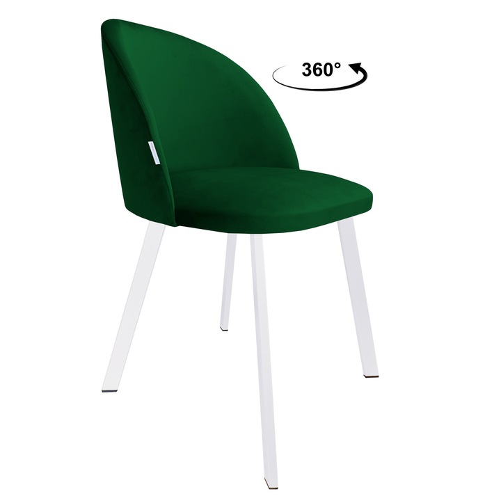 Офис стол Atos Colin, тапицерия от зелено кадифе, бяла метална основа, 80x57x54см