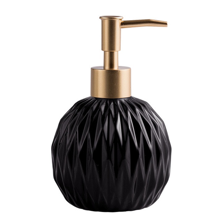 Enforose szappanadagoló, kerámia, kerek forma, matt arany fedél, 350ml