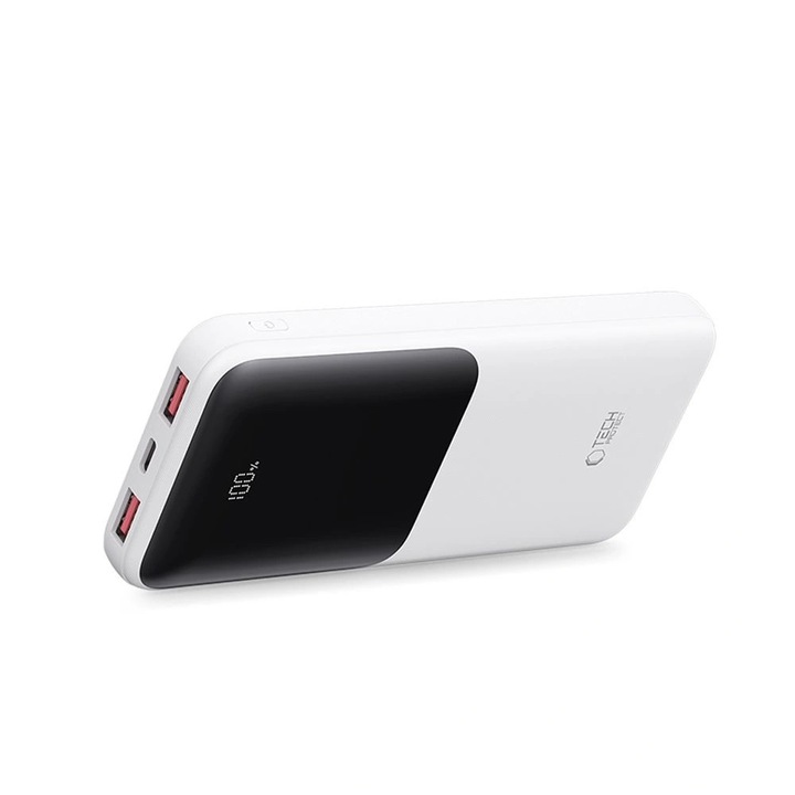 Power Bank Tech-Protect, 10000 mAh, 22,5 W, USB-A/USB-C, fehér