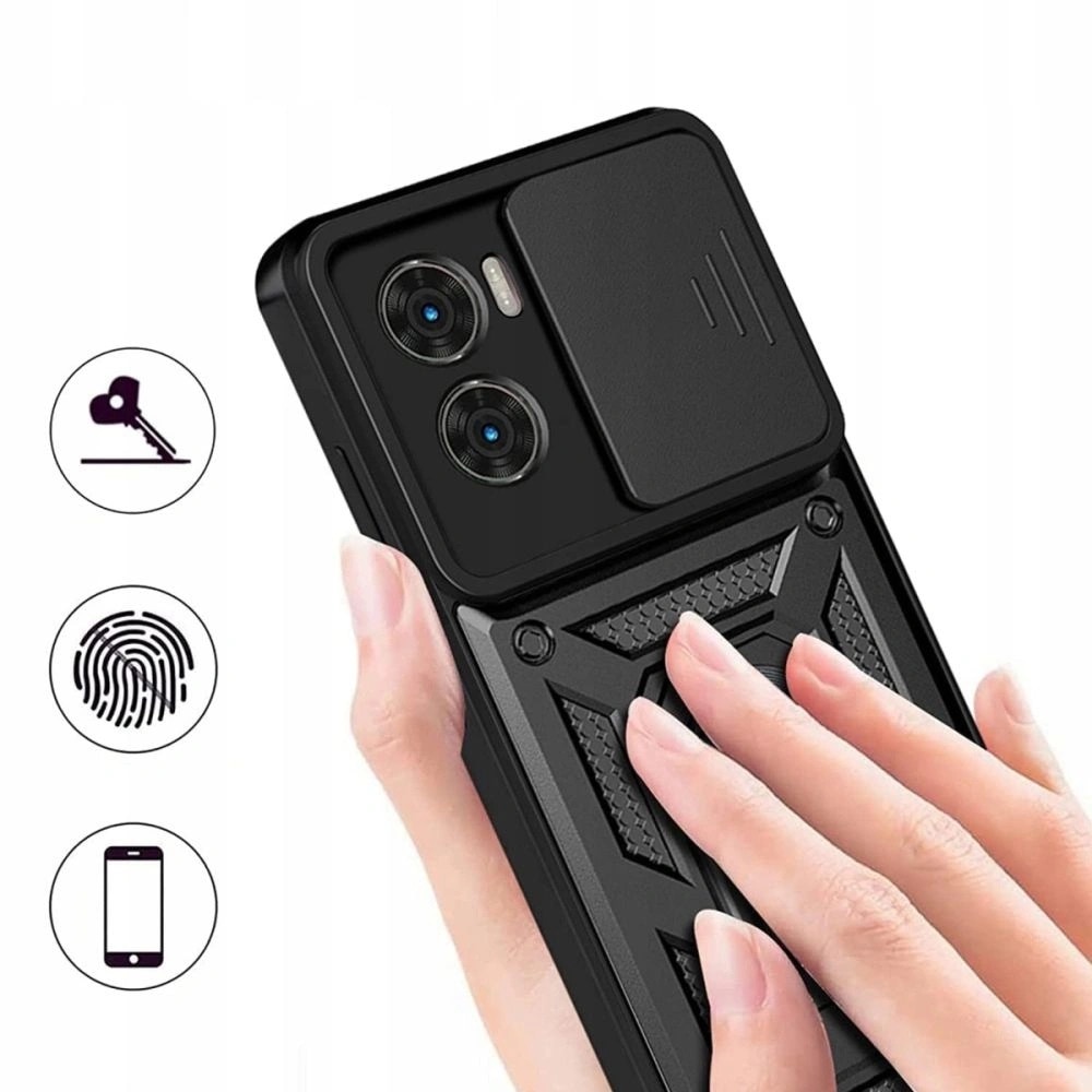 Husa telefon Tech-Protect CamShield Pro, negru mat, cu slider, ring rotativ 360°, TPU/policarbonat