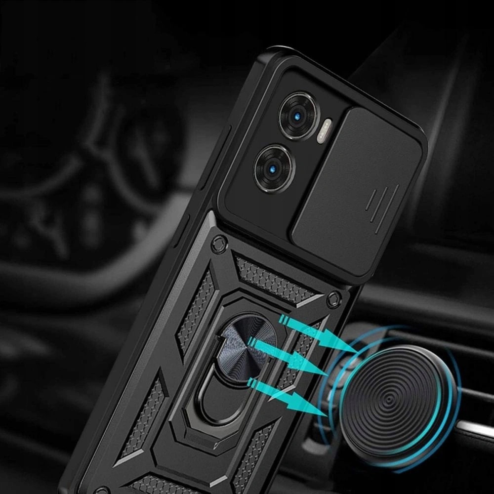 Husa telefon Tech-Protect CamShield Pro, negru mat, cu slider, ring rotativ 360°, TPU/policarbonat