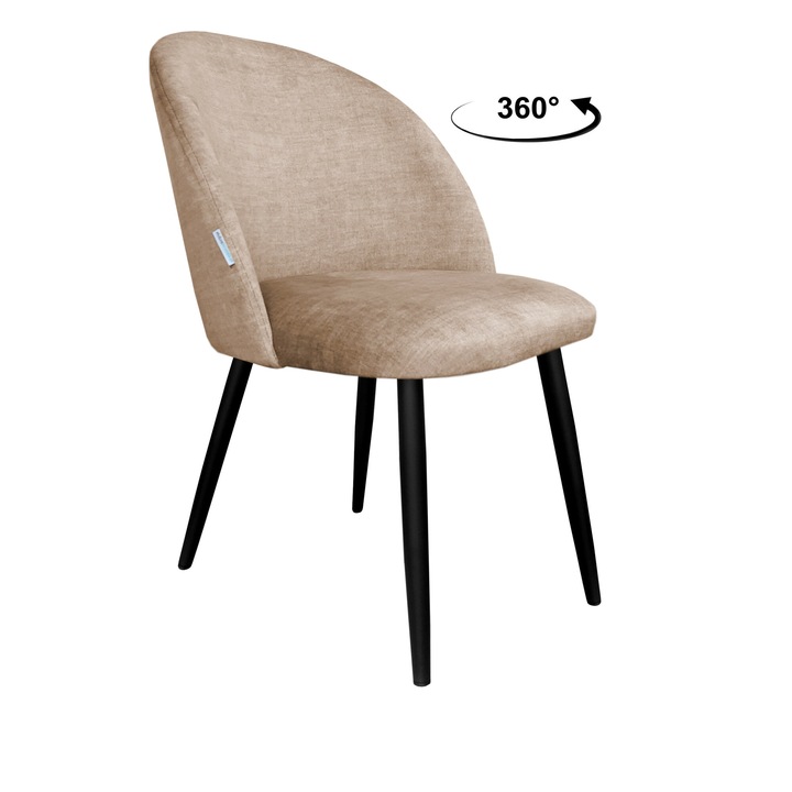 Стол, Atos, материал кадифе, черно/бежово, размери 80x57x49см