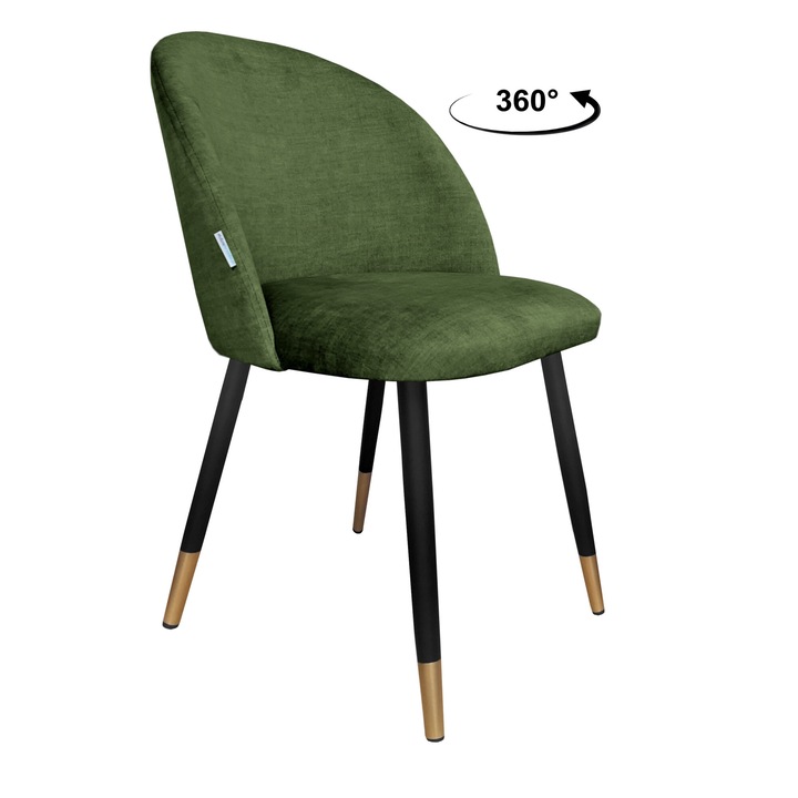 Стол Atos, тапицерия от зелено кадифе, черно-златиста основа, 80x57x49 см