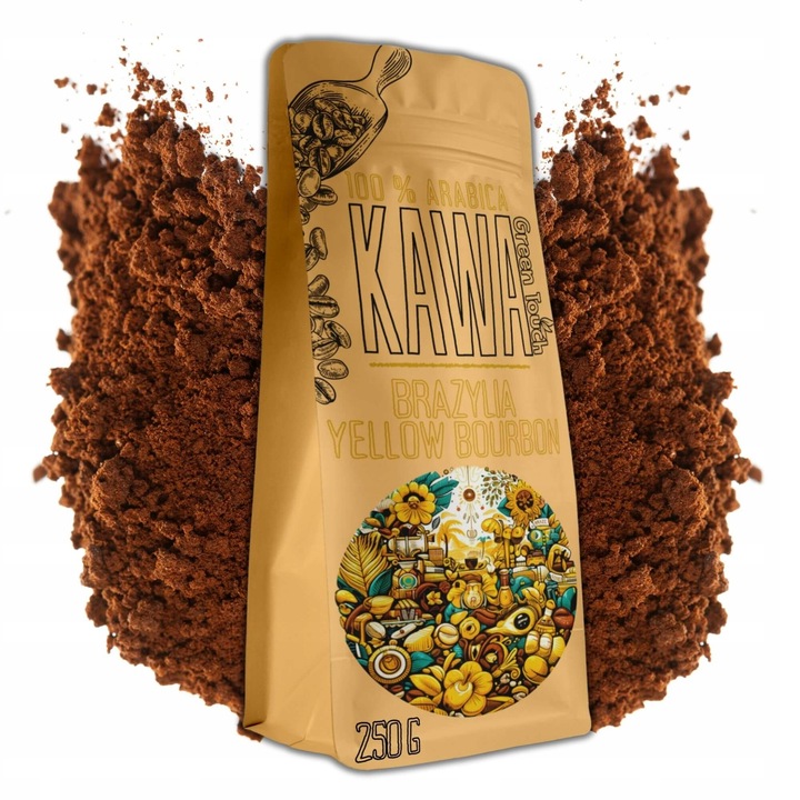 Őrölt kávé, Brazil Yellow Bourbon, Green Touch, 100% Arabica, 250g, mandulás és csokoládés jegyekkel