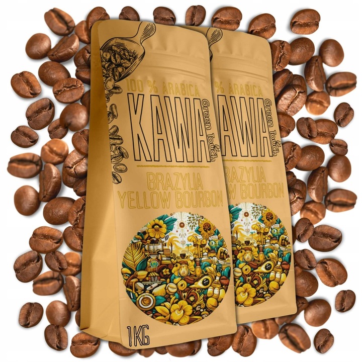 Cafea boabe Brazilia Yellow Bourbon, Green Touch, 100% Arabica, 2kg, set 1+1 kg