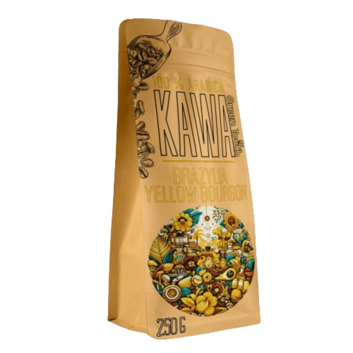 Brazil Yellow Bourbon szemeskávé, 100% Arabica, 250g, Green Touch, mandula és csokoládé ízekkel