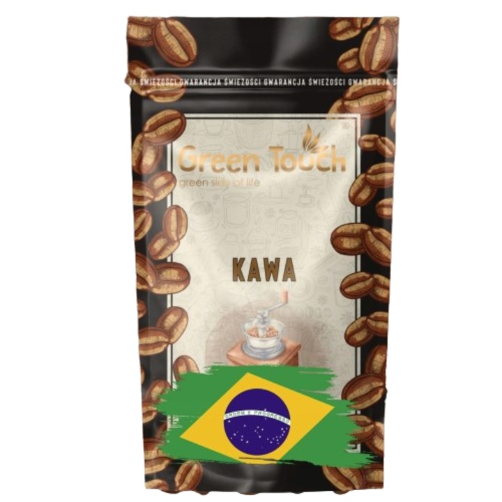 Cafea boabe Brazilia Yellow Bourbon, Arabica, 200g, Green Touch, arome de migdale si ciocolata, prajire medie