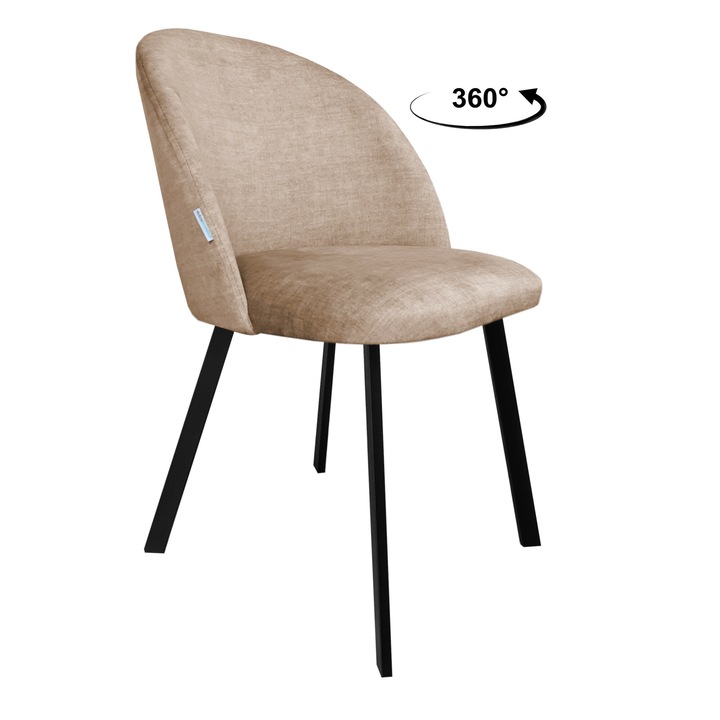 Стол Atos, модел Colin, тапицерия от кадифе, черен, размери 80x57x49см