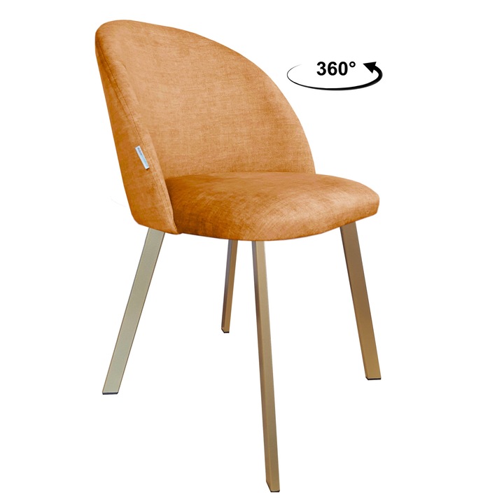 Стол Atos, модел Colin, кадифена тапицерия, златна метална основа, 80x57x49см