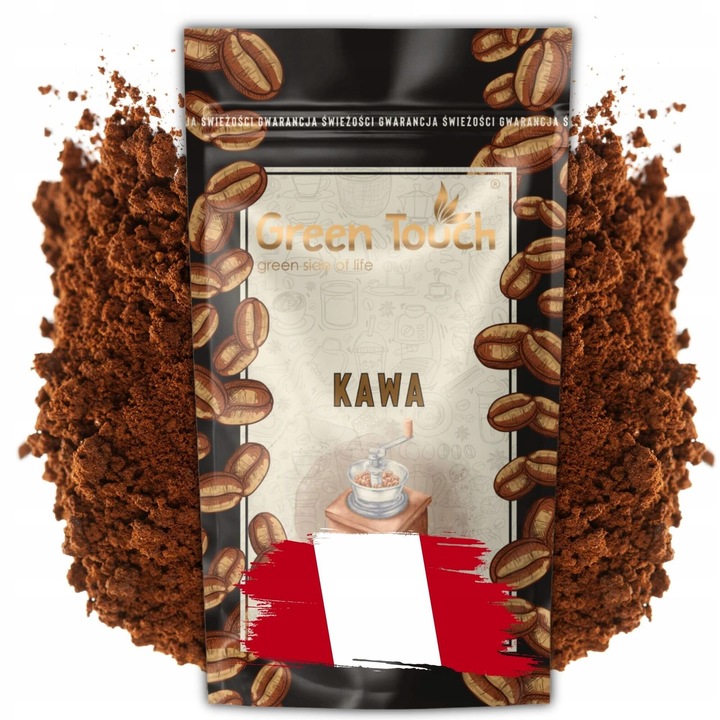 Őrölt kávé 100% Arabica, Peru, 200g, Green Touch, közepes pörkölésű, csokoládés és karamellás jegyekkel