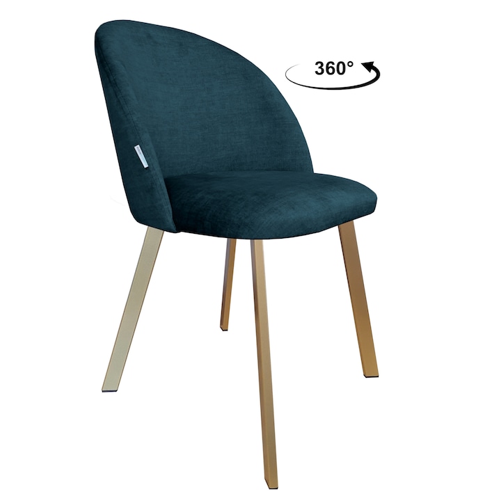 Стол Atos, модел Colin, тапицерия кадифе, цвят море, размери 80x57x49 см, включен комплект за сглобяване