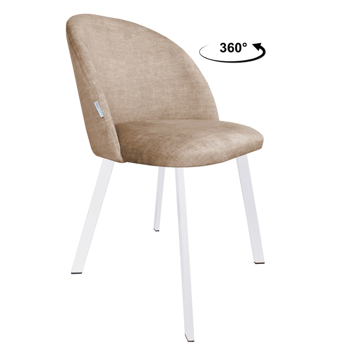 Стол Atos, модел Colin, тапицерия от кадифе, бял, 80x57x49см