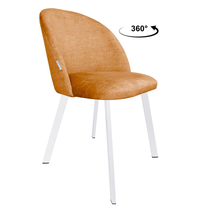 Стол Atos, модел Colin, тапицерия от велур, бял, 80x57x54см