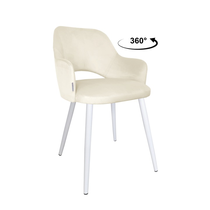 Стол Atos Milano, бял, материал кадифе, размери 80х57см