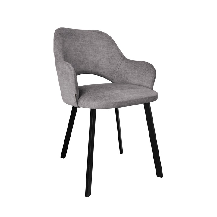 Стол Atos Milano, тапицерия от тъмно сив велур, размери 50x57x76 см, включен комплект за сглобяване