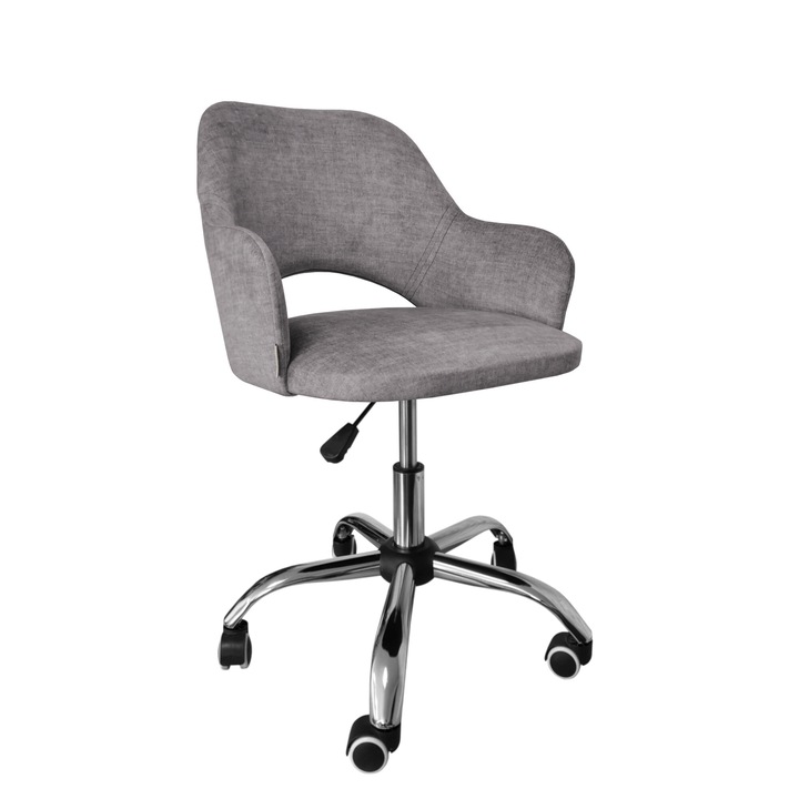 Офис стол Atos Milano, тъмносив, размери 80x56x56 см, тапицерия от велур