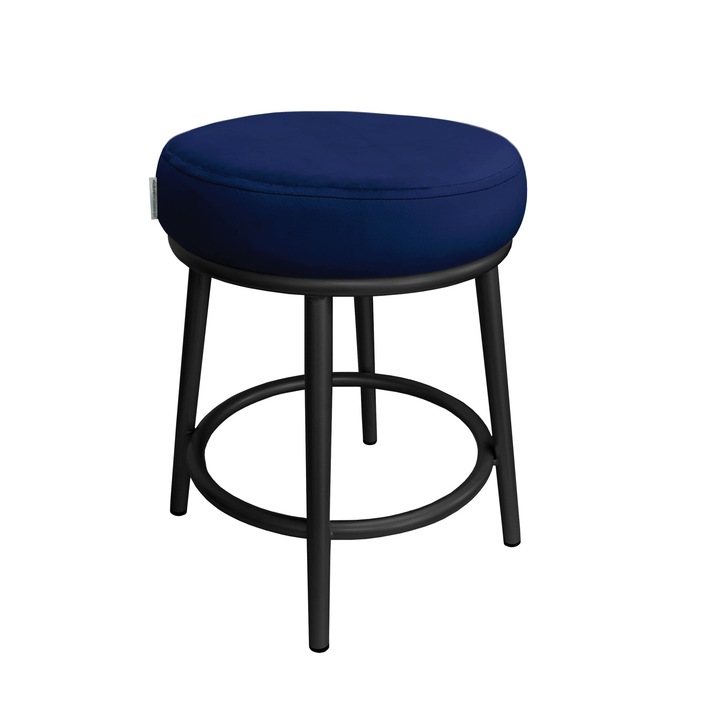 Табуретка Atos Ben, черен метал, кадифена тапицерия, 45.5x35.5x35.5см