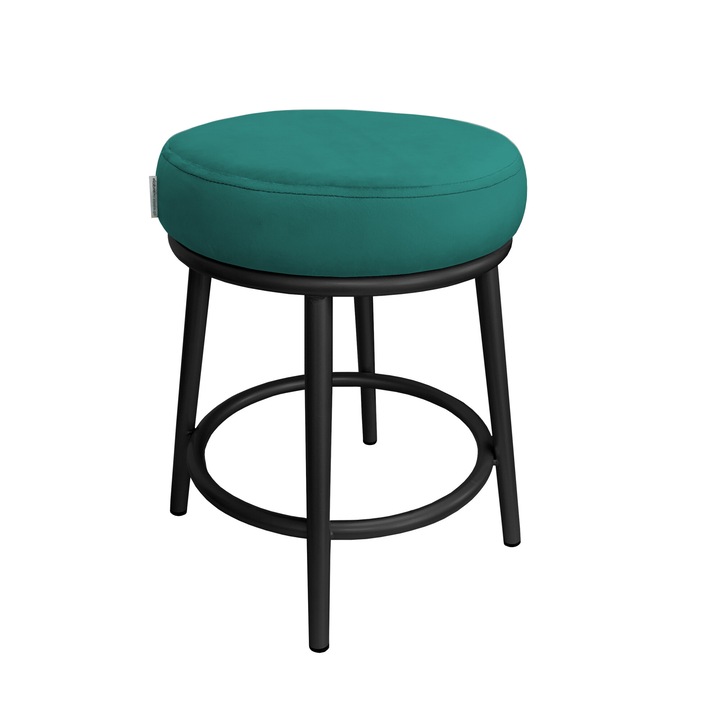 Atos Ben szék, fekete fém, türkiz bársony kárpitozás, 45,5x35,5x35,5 cm