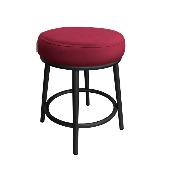 Atos Ben zsámoly, fémes, fekete, vörös bársony kárpitozás, 45,5x35,5x35,5 cm