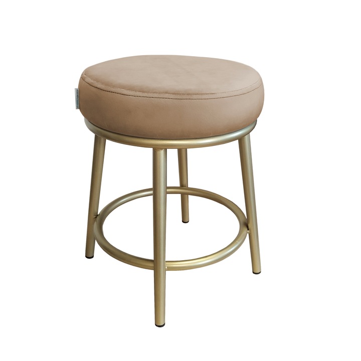 Табуретка Ben, Atos, златен металик, Тапицерия Velvet, 45,5x35,5x35,5 см