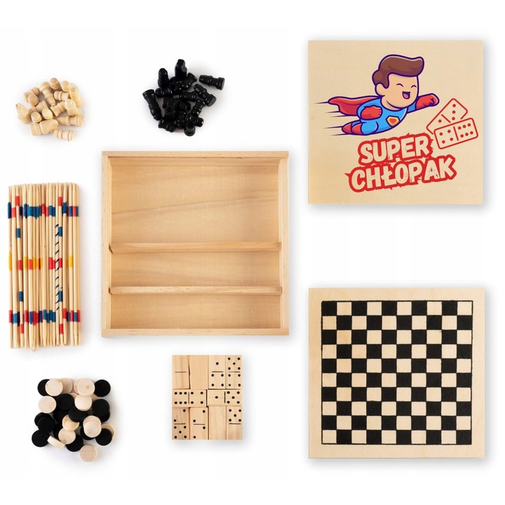 Joc de societate 4in1 GREEN TOUCH, sah/domino/dame/Mikado