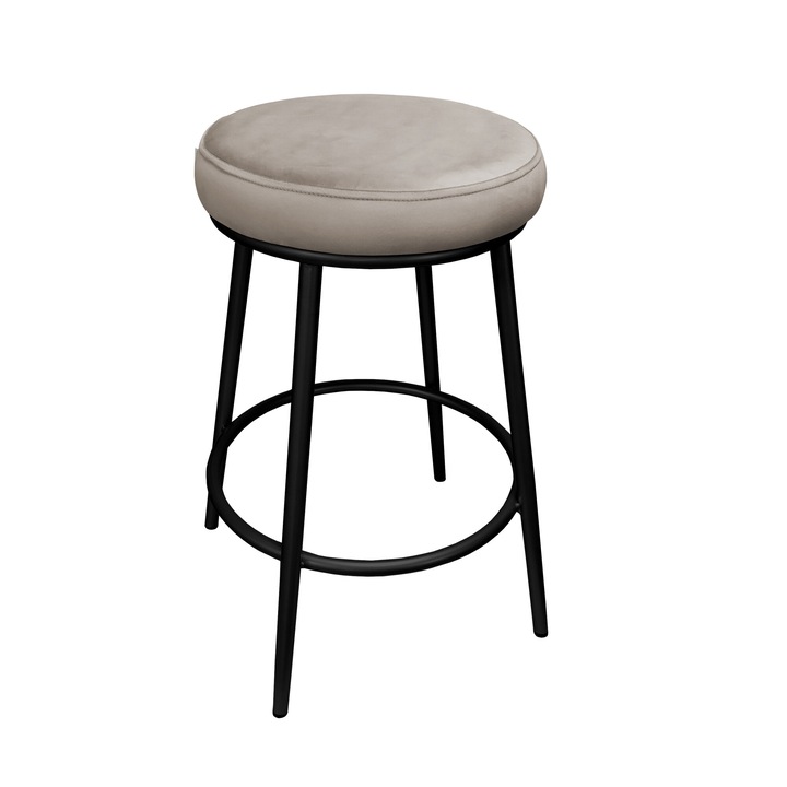 Бар стол, Atos, модел Ben, кадифе, сив, 44см