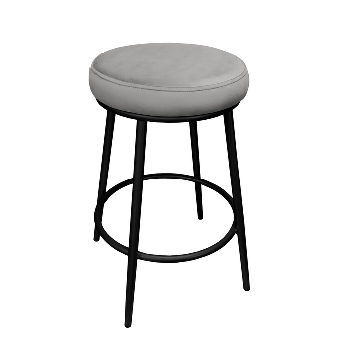 Бар стол Atos, модел Ben, материал Magic Velvet, сив, 67см