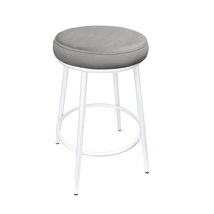 Бар стол, Atos, модел Ben, материал Magic Velvet, сив, 67см