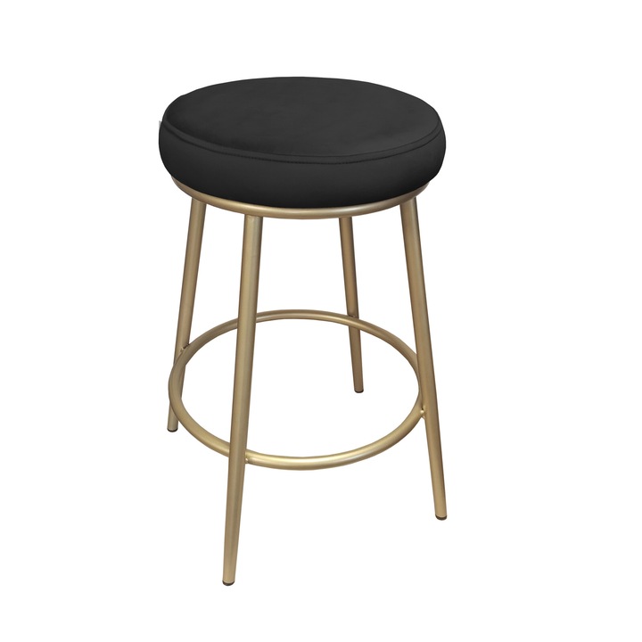 Бар стол Atos Ben, материал Magic Velvet, черен, 67x44x40см, включен комплект за сглобяване