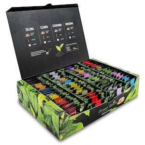 Set ceaiuri 100 plicuri Green Touch, 24 arome, dimensiuni 32,5x22x8cm