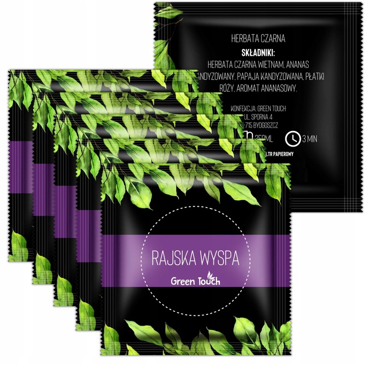 Ceai negru, Green Touch, set 5 pliculete, ananas, papaya