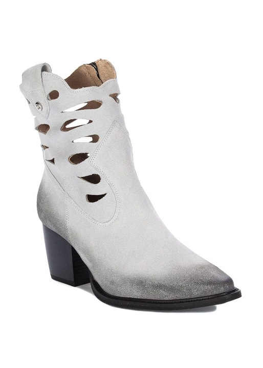 Botine dama Maciejka, piele naturala, alb