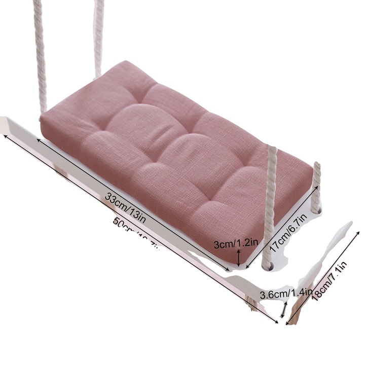 Balansoar pentru copii, perna din spuma, capacitate maxima 50KG, roz, 50x18x3.5cm